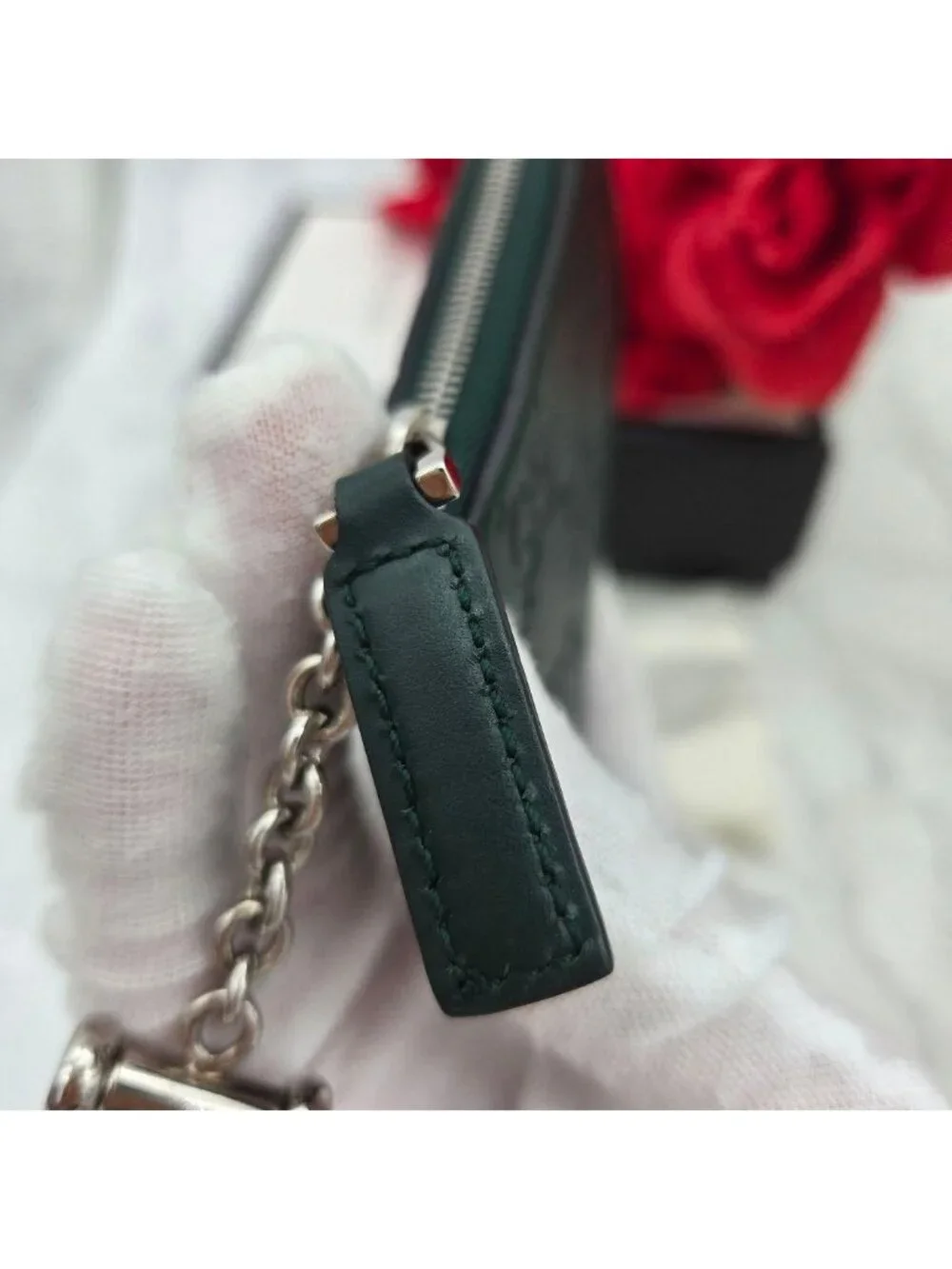 Gucci Guccissima Coin Purse Wallet GG Green Leather